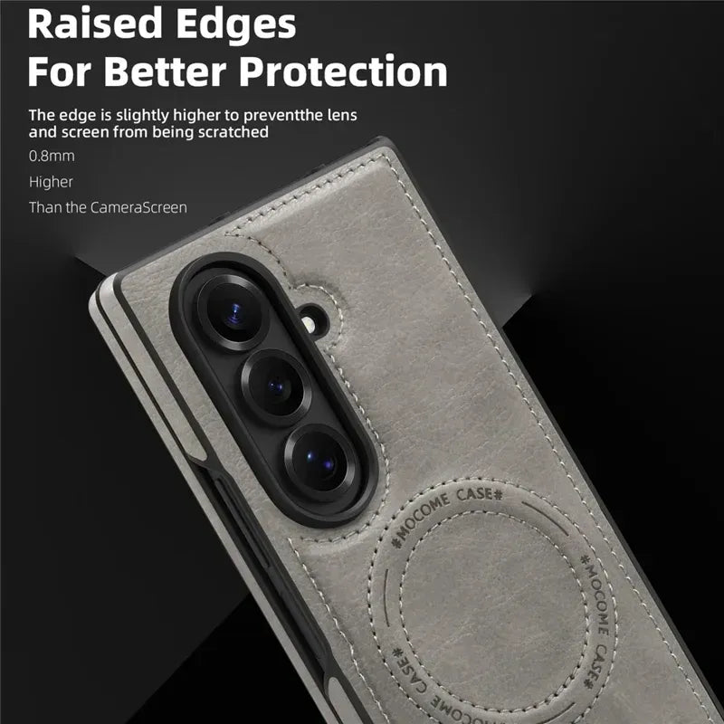 Samsung Galaxy Z Fold7 Leather Case with MagSafe & Kickstand