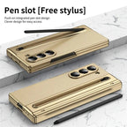 Samsung Z Fold8 Ultra Leather Case, Electroplating S Pen Case with Hinge Protection