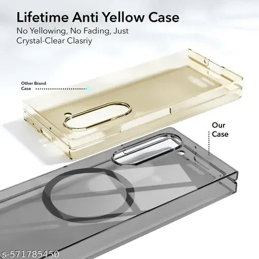 Samsung Galaxy Z Fold7 Cristal Clear Anti-Yellow Hard PC Magsafe Case - Smoke Black