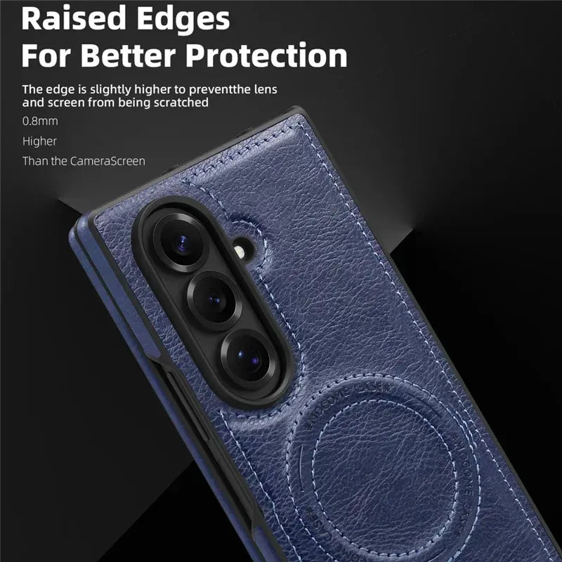 Samsung Galaxy Z Fold7 Leather Case with MagSafe & Kickstand