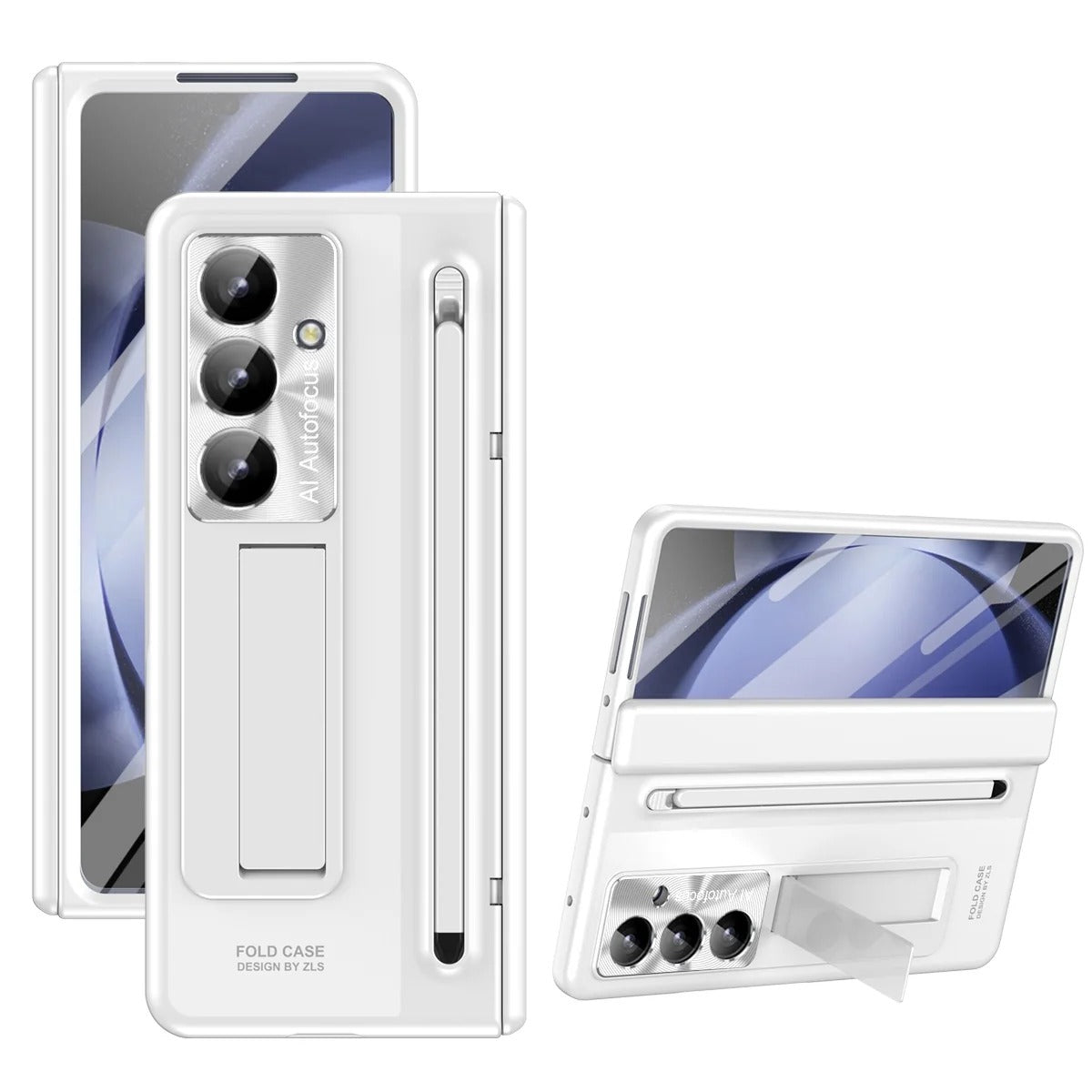 Samsung Galaxy Z Fold7 Electroplating Case with Stylus, Kickstand & Glass Protection