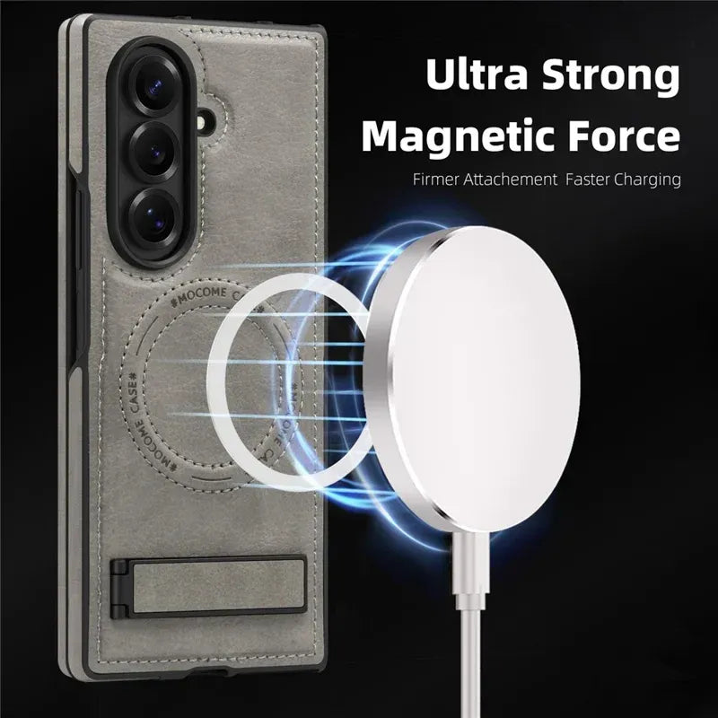 Samsung Galaxy Z Fold7 Leather Case with MagSafe & Kickstand