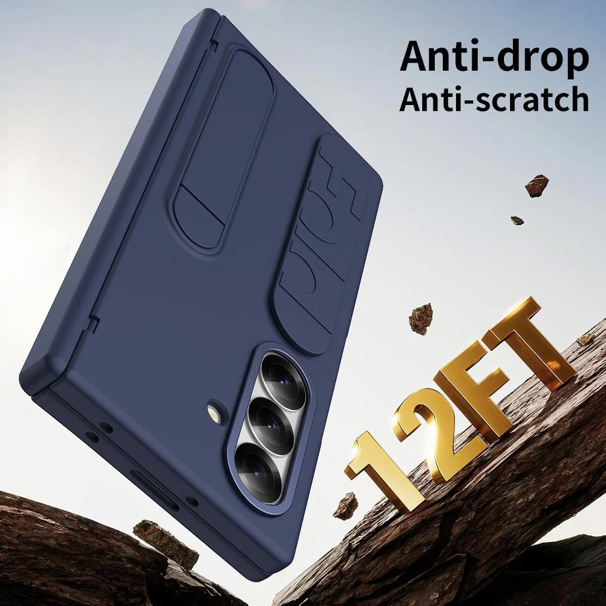 Samsung Galaxy Z Fold7 Skin Feel Case with Silicon Band, Stand & HInge Protection