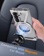 Samsung Z Fold8 Ultra Metal Case, Frameless Z Shape Aluminum Alloy 360 ° Magnetic Rotating Ring with Magsafe :- Titanium Grey