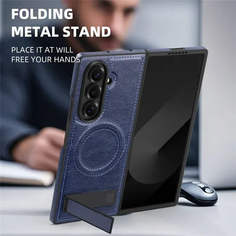 Samsung Galaxy Z Fold7 Leather Case with MagSafe & Kickstand