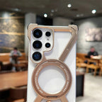 Samsung Galaxy S26 Ultra Frameless Metal Bumper Case with Magsafe & 360° Rotatable Ring & Kickstand - Desert Mobile Case by CoverMeUp - Style 7
