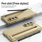Samsung Galaxy Z Fold7 Plating Leather Case with Stylus & Glass Protection