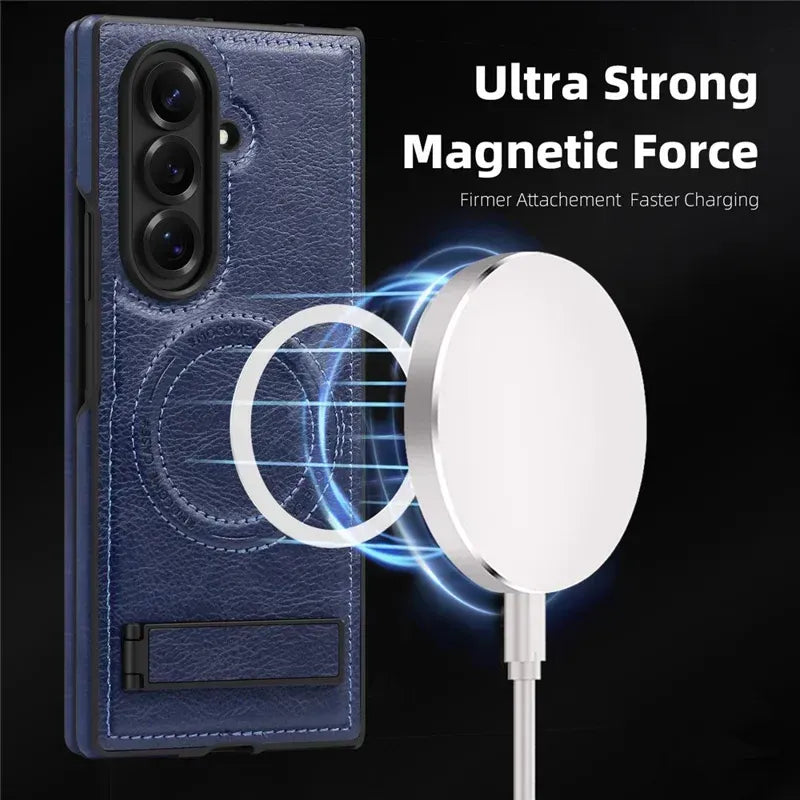 Samsung Galaxy Z Fold7 Leather Case with MagSafe & Kickstand