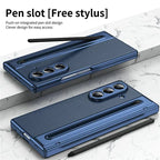 Samsung Galaxy Z Fold7 Plating Leather Case with Stylus & Glass Protection
