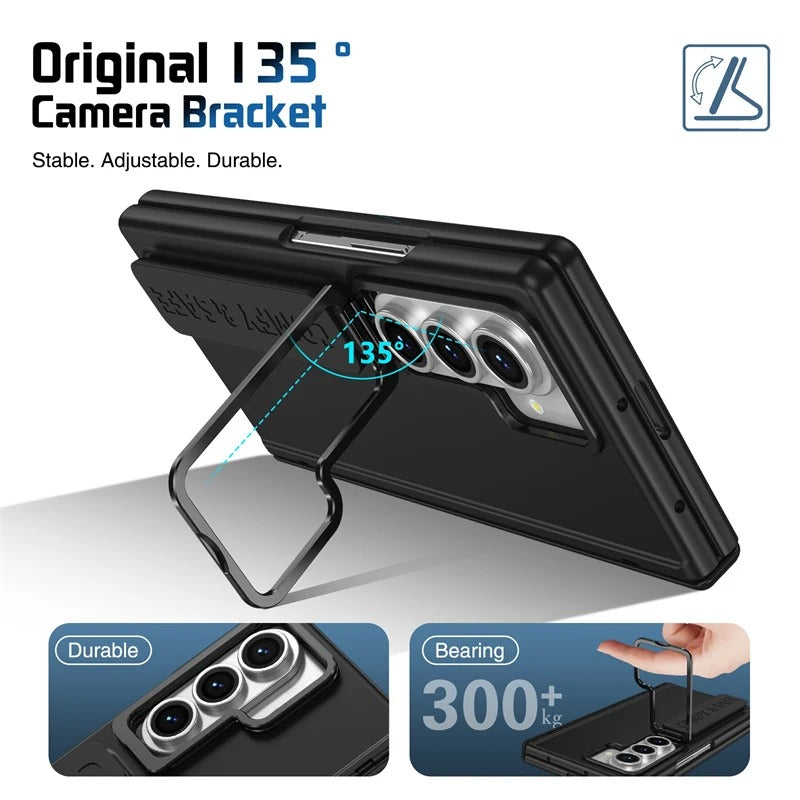 Samsung Galaxy Z Fold 7 Skin Feel Hard Case with Silicon Strap, Hinge & Front Glass