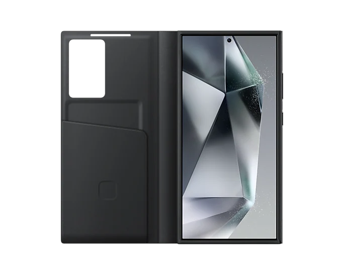Samsung Galaxy S24 Ultra Smart View Window Flip Wallet Case with Control - Black Mobile Case by CoverMeUp - Style 4