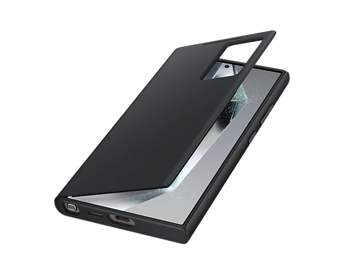 Samsung Galaxy S24 Ultra Smart View Window Flip Wallet Case with Control - Black Mobile Case by CoverMeUp - Style 3