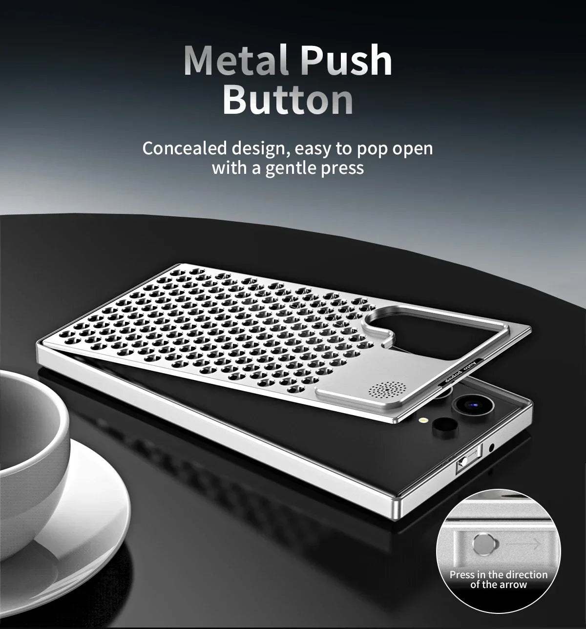 Samsung Galaxy S24 Ultra Metal Heat Dissipation Aluminum Cooling Case with Fragrance Aroma - Black Mobile Case by CoverMeUp - Style 7