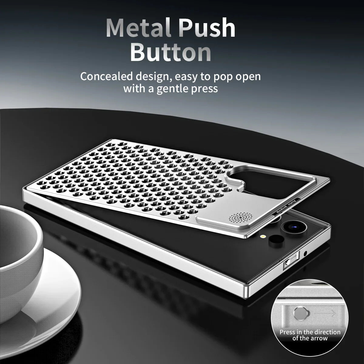 Samsung Galaxy S24 Ultra Metal Heat Dissipation Aluminum Cooling Case with Fragrance Aroma - Black Mobile Case by CoverMeUp - Style 9