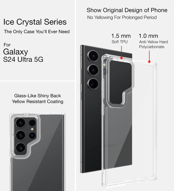 Samsung Galaxy S24 Ultra Rugged Ice Clear Shock Proof Case- Tranparent Mobile Case by CoverMeUp - Style 6