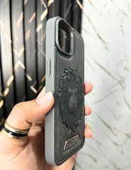 Pure Leather Lion Case with Inside Cloth for iPhone 16