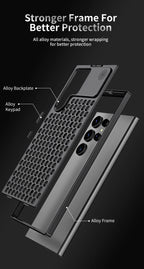 Samsung Galaxy S24 Ultra Metal Heat Dissipation Aluminum Cooling Case with Fragrance Aroma - Black Mobile Case by CoverMeUp - Style 4