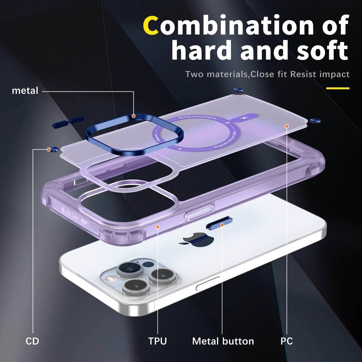Protective Apple iPhone Back Cover - Wave Armor Matte Magsafe Shield Case - iPhone - Style 23