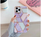 Protective Apple iPhone Back Cover - Geometric Marble Glossy Pattern Case for iPhone - Style 7