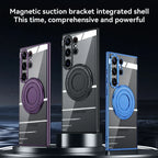 Samsung Galaxy S24 Ultra Magnetic Invisible Stand Anti Yellowing Electroplating Case - Blue Mobile Case by CoverMeUp - Style 7