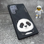 Nimmy Premium Embroidered Leather Case - Samsung Galaxy S24 Ultra Nimmy Embroidery Leather Back Cover Case - Panda - Style 3