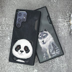 Nimmy Premium Embroidered Leather Case - Samsung Galaxy S24 Ultra Nimmy Embroidery Leather Back Cover Case - Panda - Style 5