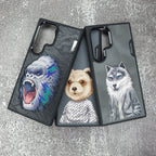 Nimmy Premium Embroidered Leather Case - Samsung Galaxy S24 Ultra Nimmy Embroidery Leather Back Cover Case - Wolf Jacket - Style 7
