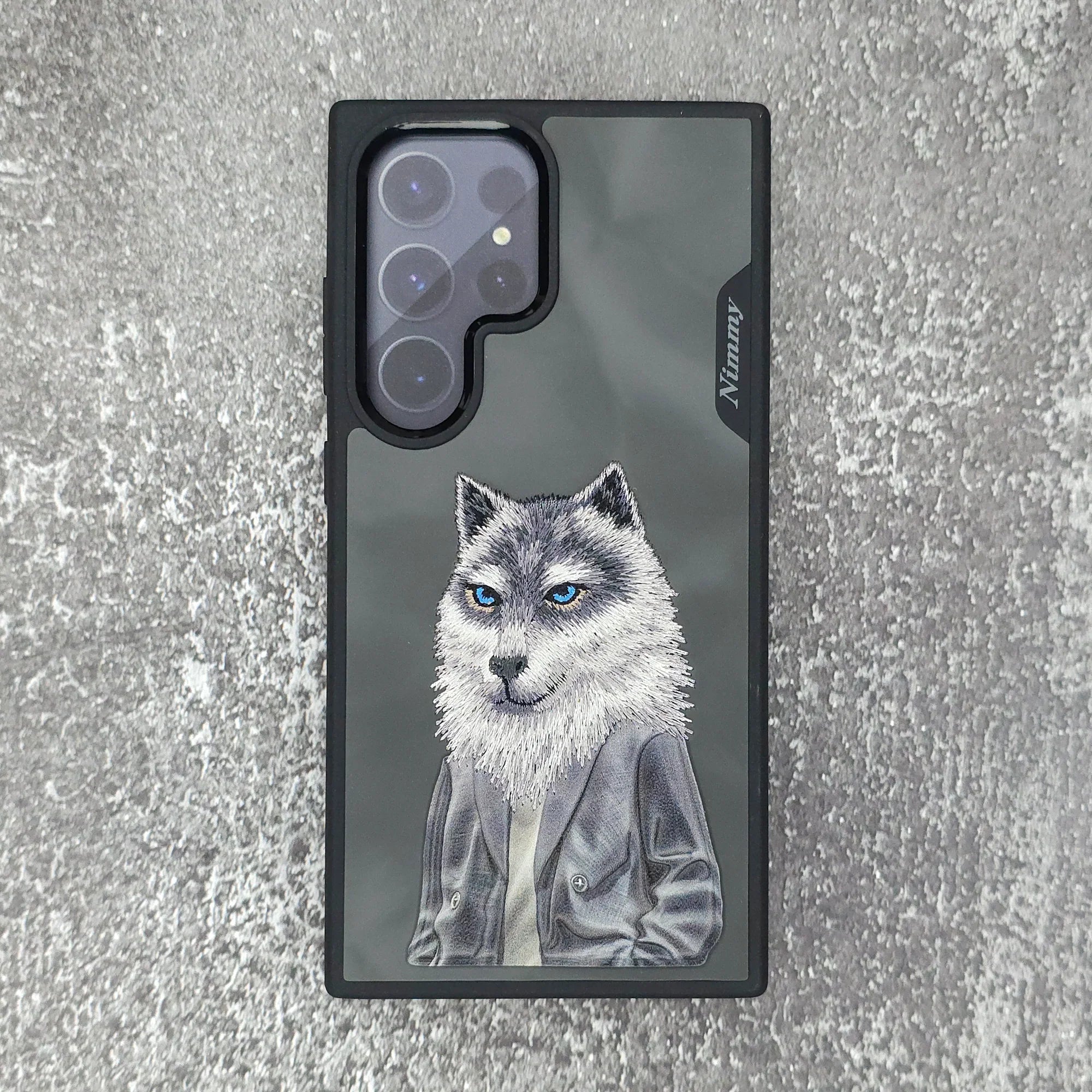 Nimmy Premium Embroidered Leather Case - Samsung Galaxy S24 Ultra Nimmy Embroidery Leather Back Cover Case - Wolf Jacket - Style 3