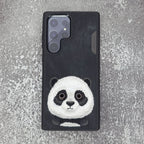 Nimmy Premium Embroidered Leather Case - Samsung Galaxy S24 Ultra Nimmy Embroidery Leather Back Cover Case - Panda - Style 4