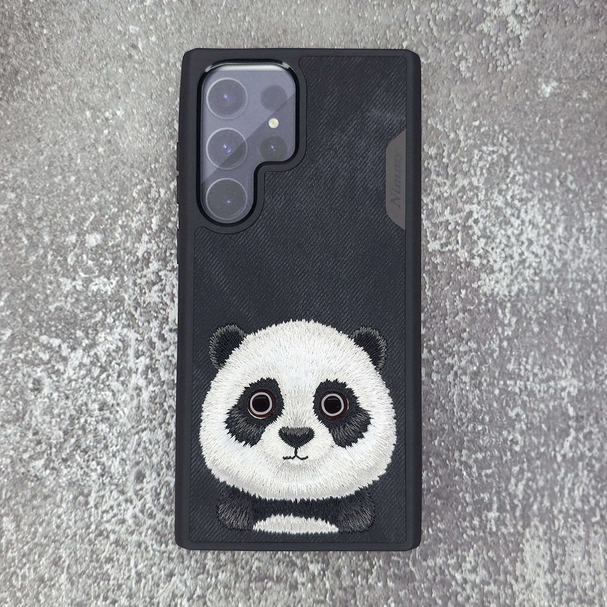 Nimmy Premium Embroidered Leather Case - Samsung Galaxy S24 Ultra Nimmy Embroidery Leather Back Cover Case - Panda - Style 4
