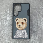 Nimmy Premium Embroidered Leather Case - Samsung Galaxy S24 Ultra Nimmy Embroidery Leather Back Cover Case - Teddy - Style 3