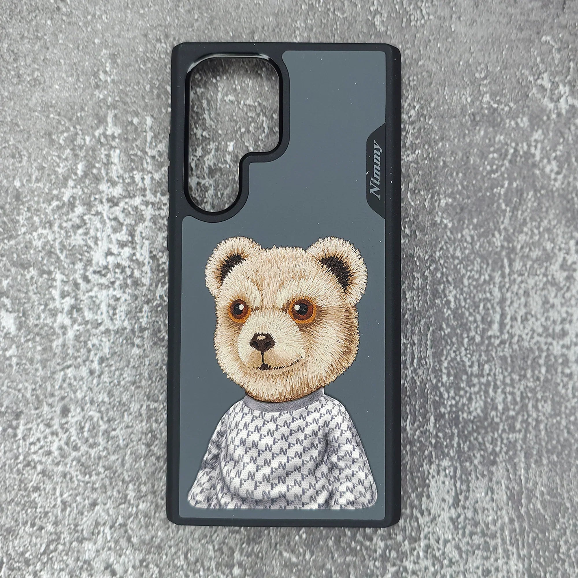 Nimmy Premium Embroidered Leather Case - Samsung Galaxy S24 Ultra Nimmy Embroidery Leather Back Cover Case - Teddy - Style 3