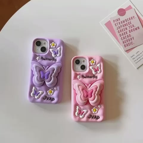 Butterfly Holder Pop Socket Silicon Case for iPhone