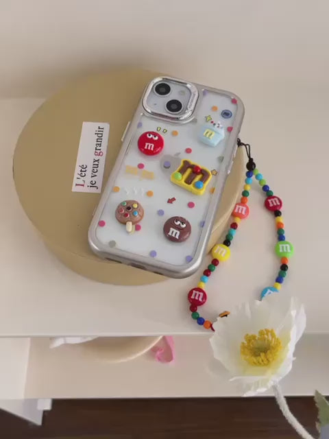 3D M&M Candy Chocolate case with charm strap for iPhone