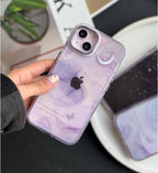 Protective Apple iPhone Back Cover - Purple Dream Starry Sky Luminous Case for iPhone 15 Pro Max – Shockproof TPU Cover with Camera Protection