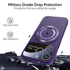 Protective Apple iPhone Back Cover - Back Case Cover Compatible with Apple iPhone 14 - Purple Silicone Case with Stand - Style 2