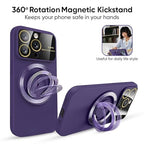 Protective Apple iPhone Back Cover - Back Case Cover Compatible with Apple iPhone 14 - Purple Silicone Case with Stand - Style 3