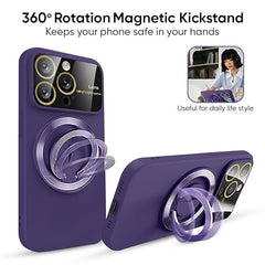 Back Case Cover Compatible with Apple iPhone 14 - Purple Silicone Case with Stand