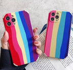Protective Apple iPhone Back Cover - Vertical Rainbow Soft Rubber Case For iPhone 12Mini
