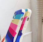 Protective Apple iPhone Back Cover - Vertical Rainbow Soft Rubber Case For iPhone 12Mini - Style 2