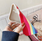 Protective Apple iPhone Back Cover - Vertical Rainbow Soft Rubber Case For iPhone 12Mini - Style 3