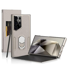 Samsung Galaxy S24 Ultra Flip Leather Phone Case with Kickstand Rugged Heavy Duty Shockproof