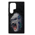Nimmy Premium Embroidered Leather Case - Samsung Galaxy S24 Ultra Nimmy Embroidery Leather Back Cover Case - Gorilla - Style 2