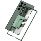 Samsung Galaxy S24 Ultra Luxury Cristal Clear Camera Carbon Back Cover With Stand Mobile Case by CoverMeUp - Style 6