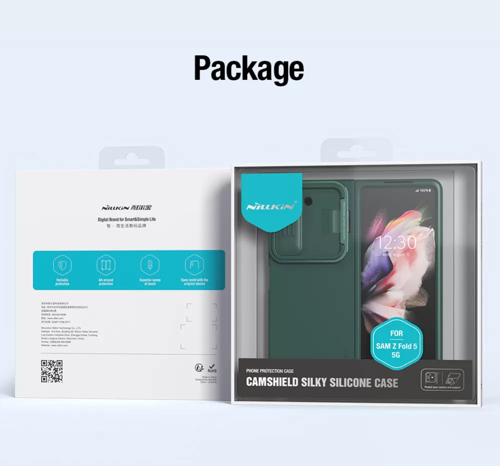Samsung Galaxy Z Fold 4 case black NILLKIN CAMSHIELD SILKY SILICONE (BRACKET VERSION) Mobile Case by CoverMeUp - Style 3