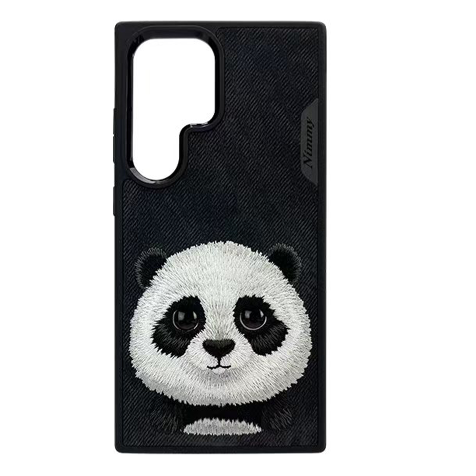 Nimmy Premium Embroidered Leather Case - Samsung Galaxy S24 Ultra Nimmy Embroidery Leather Back Cover Case - Panda - Style 2