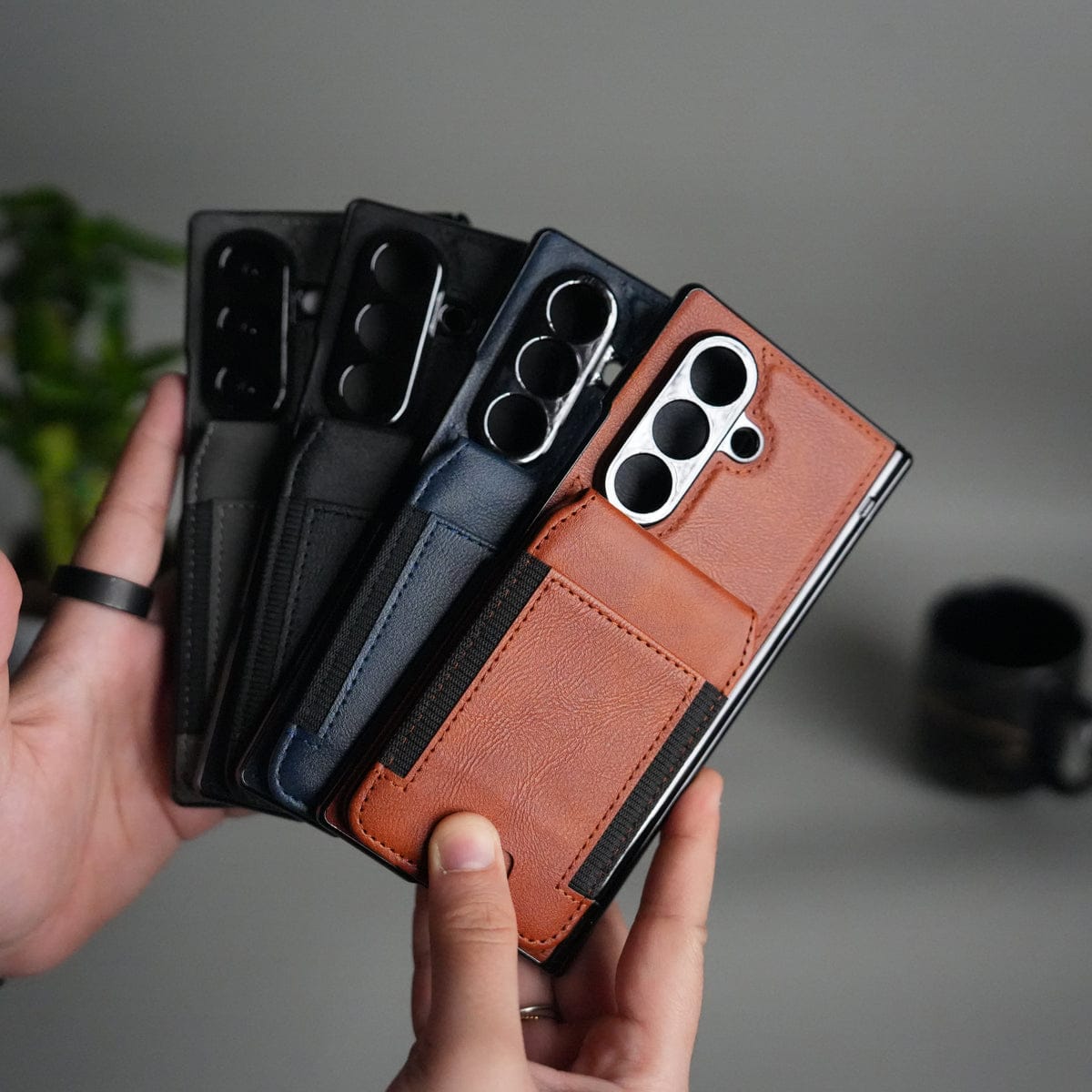 Magnetic PU Leather Flip Kickstand Credit Wallet Card Holder Slots Covers for Samsung Galaxy Z Fold 8 Ultra