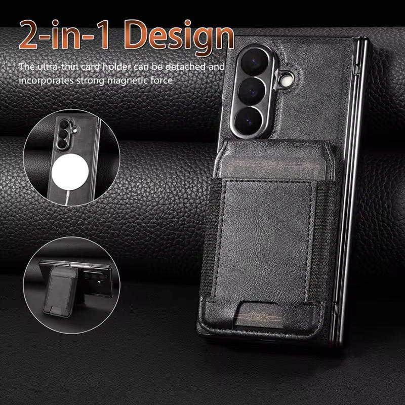 Magnetic PU Leather Flip Kickstand Credit Wallet Card Holder Slots Covers for Samsung Galaxy Z Fold 8 Ultra