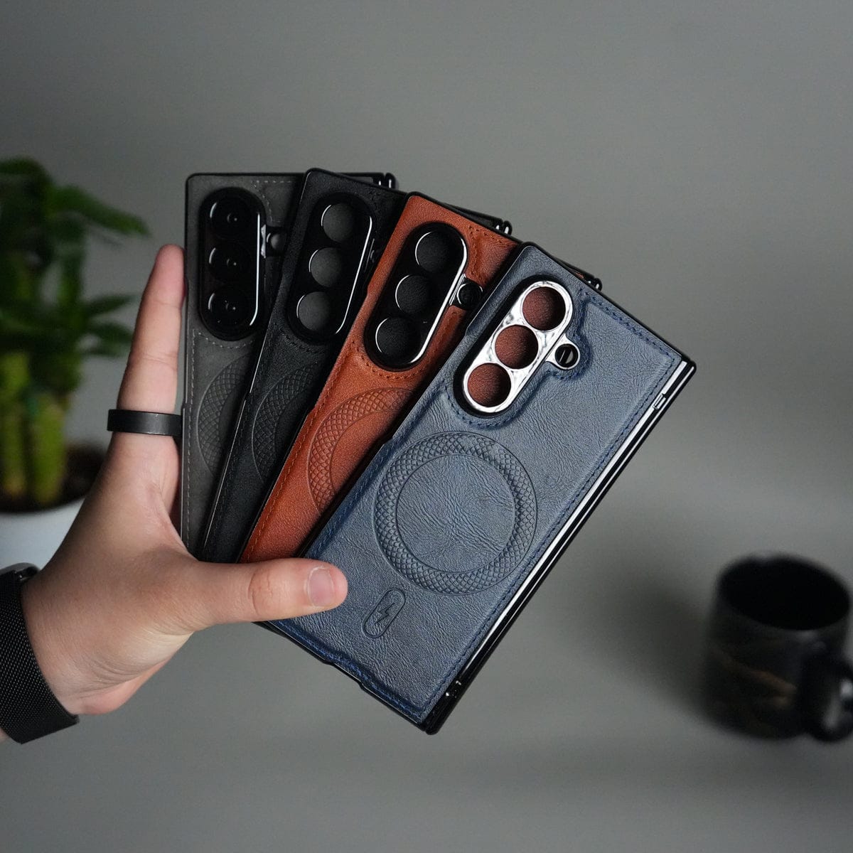 Magnetic PU Leather Flip Kickstand Credit Wallet Card Holder Slots Covers for Samsung Galaxy Z Fold 8 Ultra