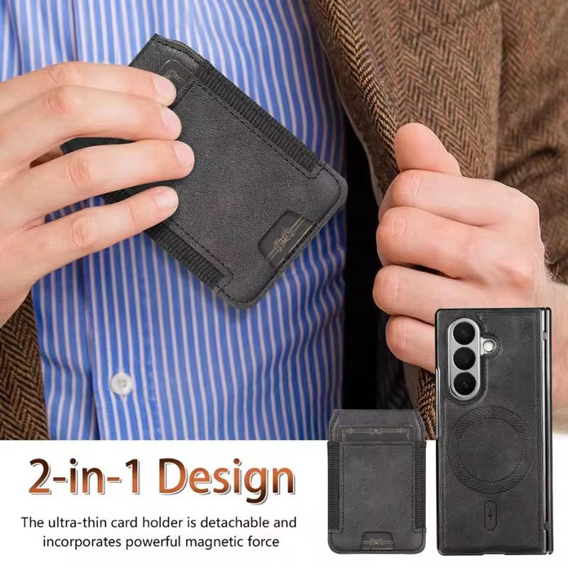 Magnetic PU Leather Flip Kickstand Credit Wallet Card Holder Slots Covers for Samsung Galaxy Z Fold 8 Ultra